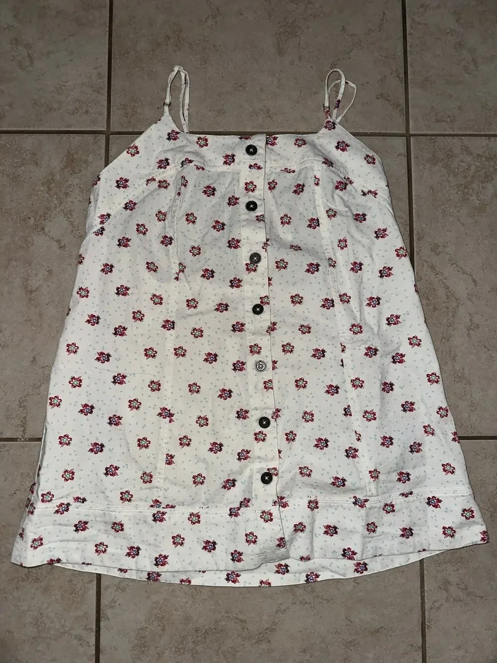 Womens Free People White Red M Button Front Cami Tank Top
